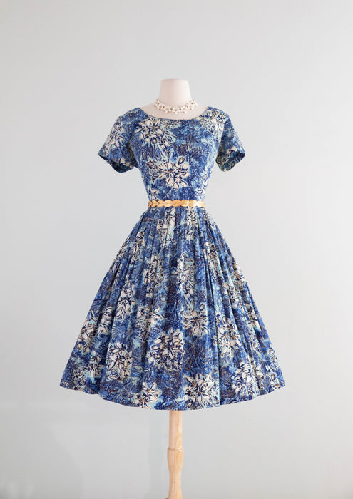 Fabulous 1950's Alfred Shaheen Hawaiian Cotton Summer Dress Medium