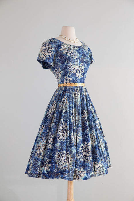 Fabulous 1950's Alfred Shaheen Hawaiian Cotton Summer Dress / Medium