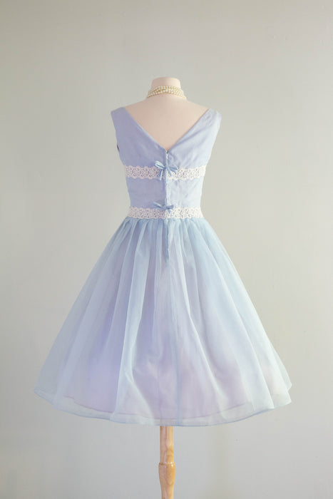 Darling 1950's Baby Blue Swiss Dot Cupcake Party Dress / SM