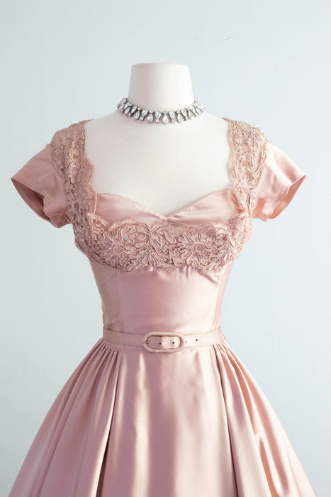 Stunning 1950's Rose Gold Satin Cocktail Dress By Rembrandt / SM Xtabay Vintage Stunning 1950's Rose Gold Satin Cocktail Dress By Rembrandt / SM Xtabay Vintage