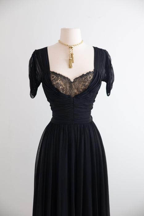Elegant Late 1940’s Chiffon Cocktail Dress A Frank Starr Original / S