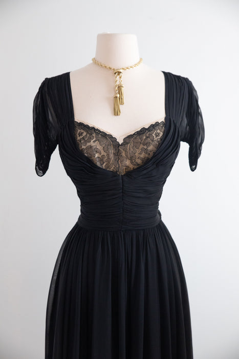 Elegant Late 1940’s Chiffon Cocktail Dress A Frank Starr Original / S
