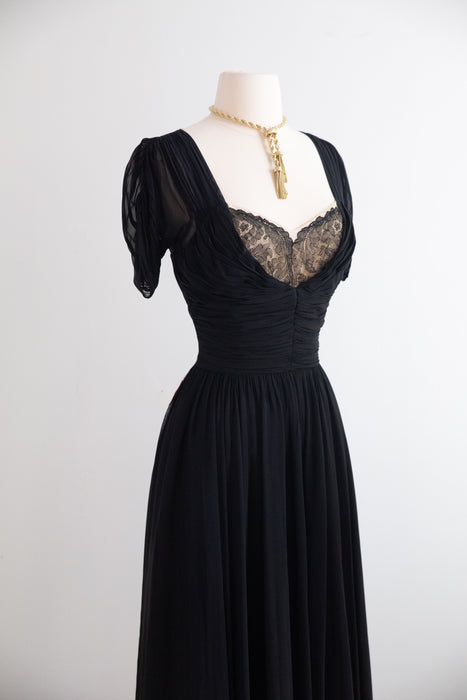 Elegant Late 1940’s Chiffon Cocktail Dress A Frank Starr Original / S