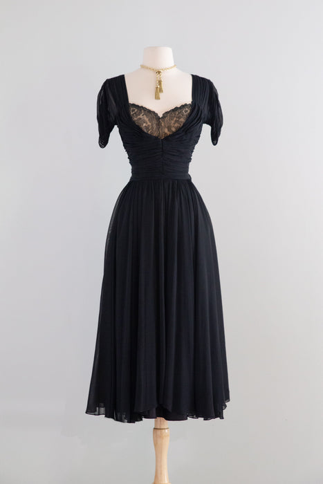 Elegant Late 1940’s Chiffon Cocktail Dress A Frank Starr Original / S