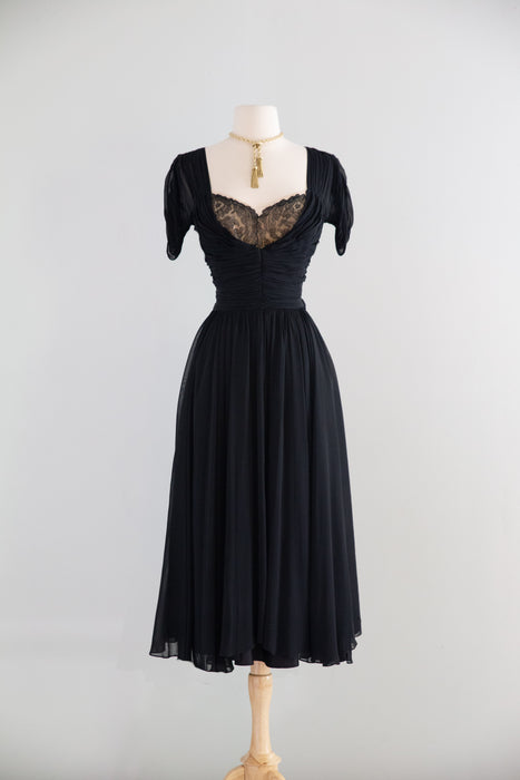 Elegant Late 1940’s Chiffon Cocktail Dress A Frank Starr Original / S