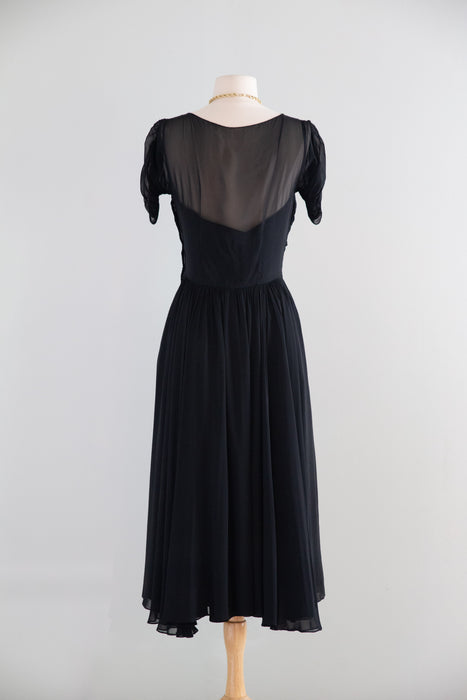 Elegant Late 1940’s Chiffon Cocktail Dress A Frank Starr Original / S