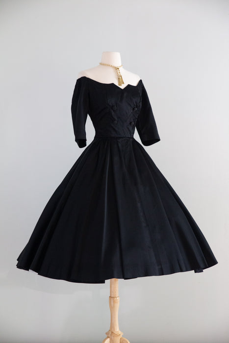 Stunning 1950's Herbert Sondheim Black Silk Cocktail Dress / S