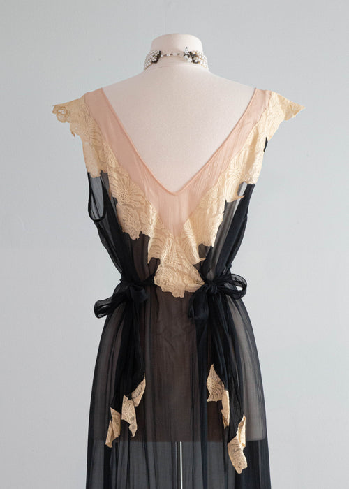 Exquisite 1920's Silk Chiffon Evening Dress Night Gown / ML