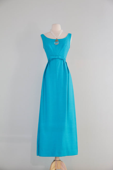 Elegant 1960's Tiffany Blue Formal Gown & Matching Coat / SM