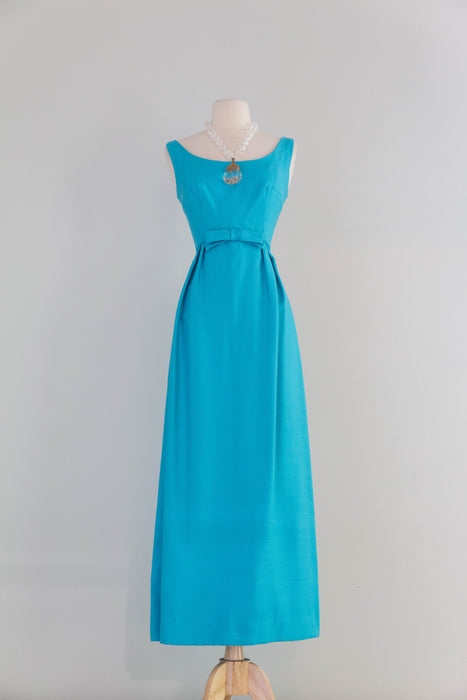 Elegant 1960's Tiffany Blue Formal Gown & Matching Coat / SM