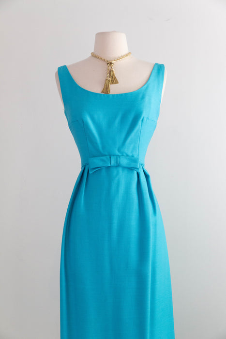 Elegant 1960's Tiffany Blue Formal Gown & Matching Coat / SM