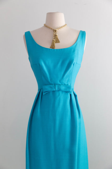 Elegant 1960's Tiffany Blue Formal Gown & Matching Coat / SM