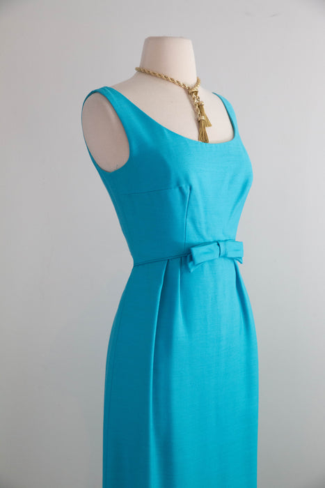 Elegant 1960's Tiffany Blue Formal Gown & Matching Coat / SM