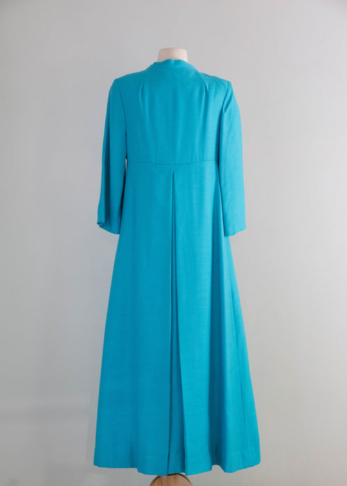 Elegant 1960's Tiffany Blue Formal Gown & Matching Coat / SM