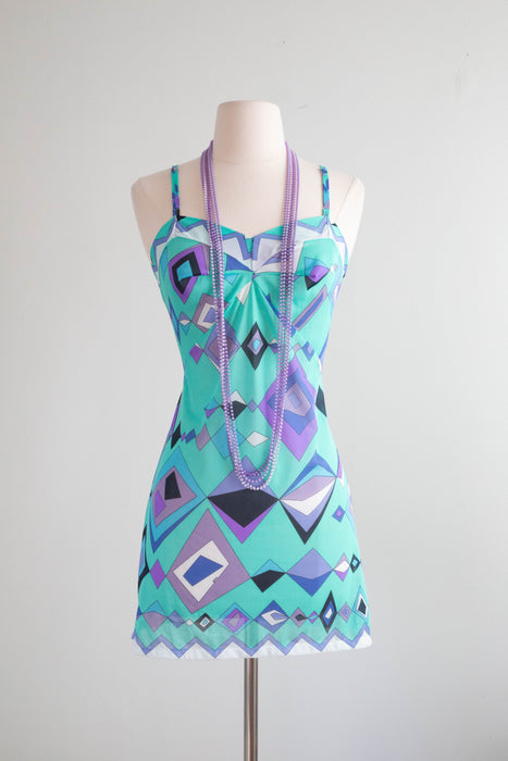 Iconic 1960's Emilio Pucci for Formfit Rogers Mini Slip Dress / Medium