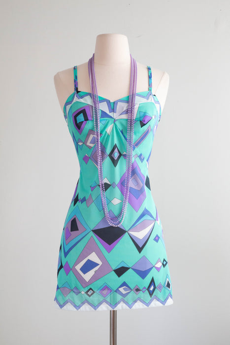 Iconic 1960's Emilio Pucci for Formfit Rogers Mini Slip Dress / Medium