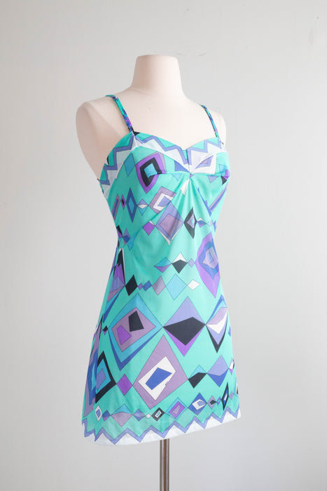 Iconic 1960's Emilio Pucci for Formfit Rogers Mini Slip Dress / Medium