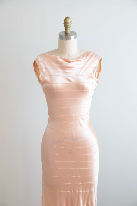 1930's Liquid Silk Bias Cut Evening Dress & Matching Cape in Ballet Pink / XS