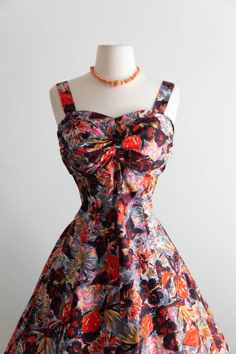 Rare 1950's Hawaiian Cotton Sun Dress By Sun Fashions of Hawaii / XL