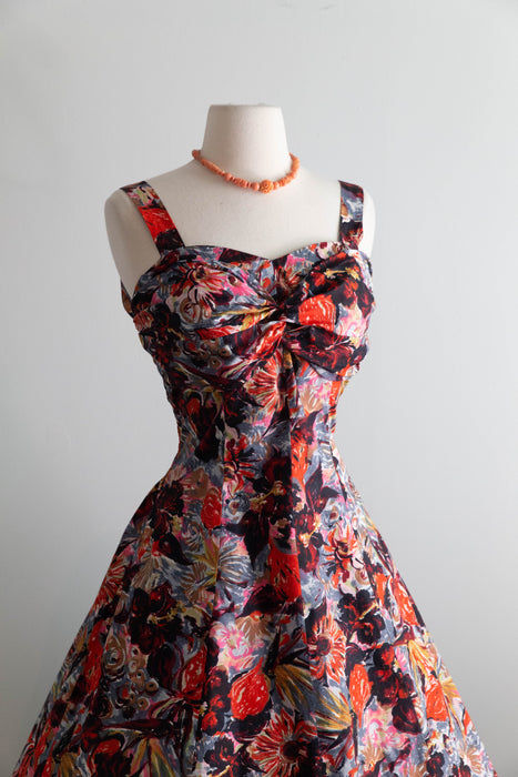 Rare 1950's Hawaiian Cotton Sun Dress By Sun Fashions of Hawaii / XL