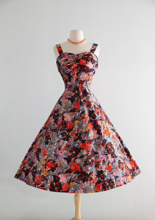 Rare 1950's Hawaiian Cotton Sun Dress By Sun Fashions of Hawaii / XL