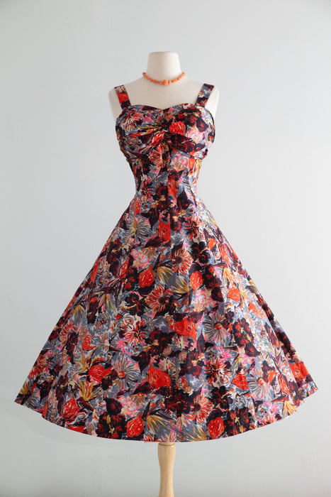 Rare 1950's Hawaiian Cotton Sun Dress By Sun Fashions of Hawaii / XL