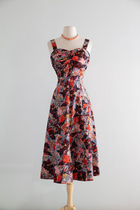 Rare 1950's Hawaiian Cotton Sun Dress By Sun Fashions of Hawaii / XL