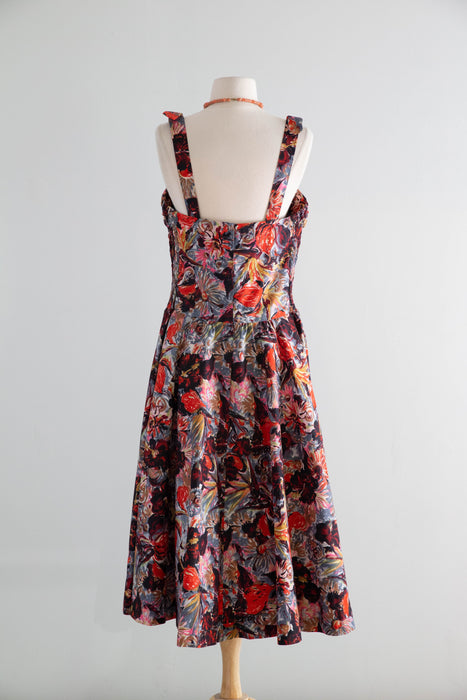 Rare 1950's Hawaiian Cotton Sun Dress By Sun Fashions of Hawaii / XL