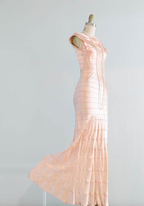 1930's Liquid Silk Bias Cut Evening Dress & Matching Cape in Ballet Pink / XS
