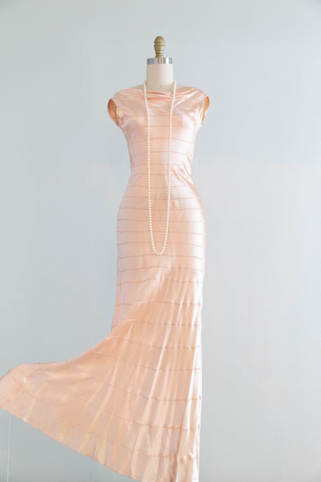 1930's Liquid Silk Bias Cut Evening Dress & Matching Cape in Ballet Pink / XS