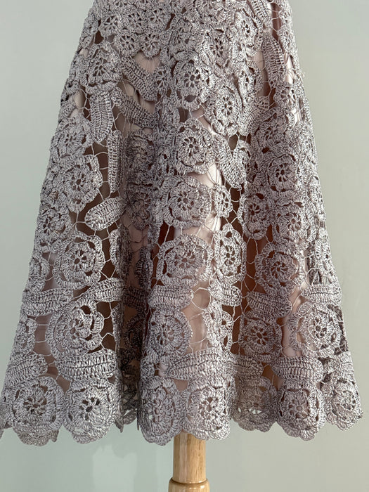 Stunning 1950's Italian Couture Oyster Grey Raffia Dress by Tina Nozzoli / SM