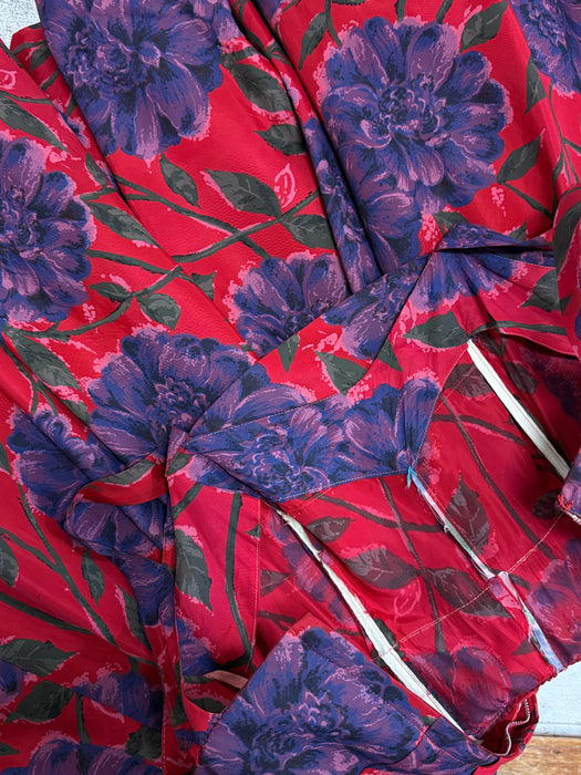 Fabulous 1950's Dahlia Print Party Dress With Bubble Hem / M