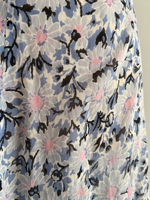 Dreamy 1950's Floral Print Day Dress in Cotton Voile / M