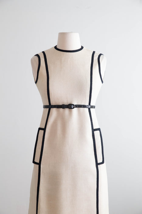 Iconic 1960's Geoffrey Beene Linen Shift Dress / S