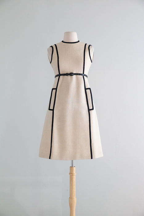 Iconic 1960's Geoffrey Beene Linen Shift Dress / S