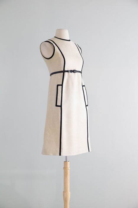 Iconic 1960's Geoffrey Beene Linen Shift Dress / S