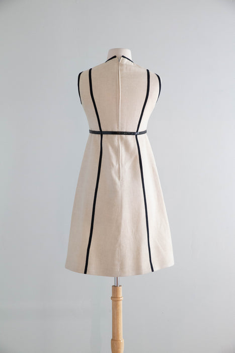 Iconic 1960's Geoffrey Beene Linen Shift Dress / S