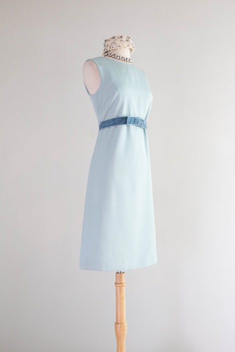 Elegant 1960's Mr. Mort NOS Powder Blue Shift Dress With Matching Jacket / Medium