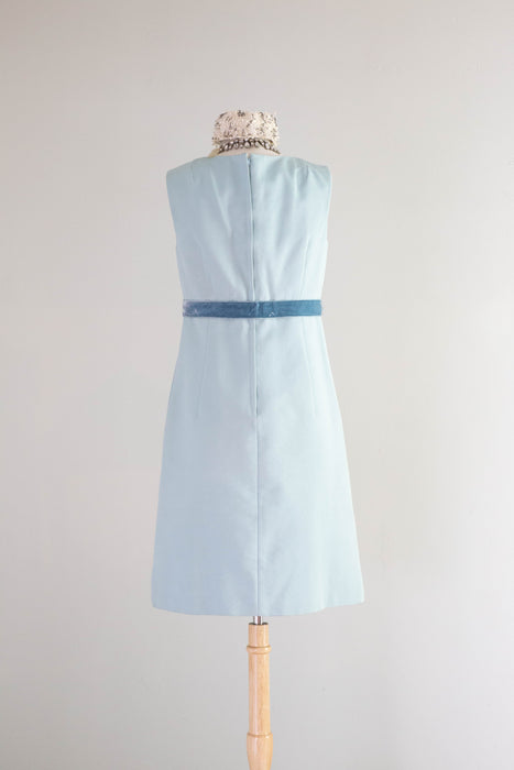 Elegant 1960's Mr. Mort NOS Powder Blue Shift Dress With Matching Jacket / Medium