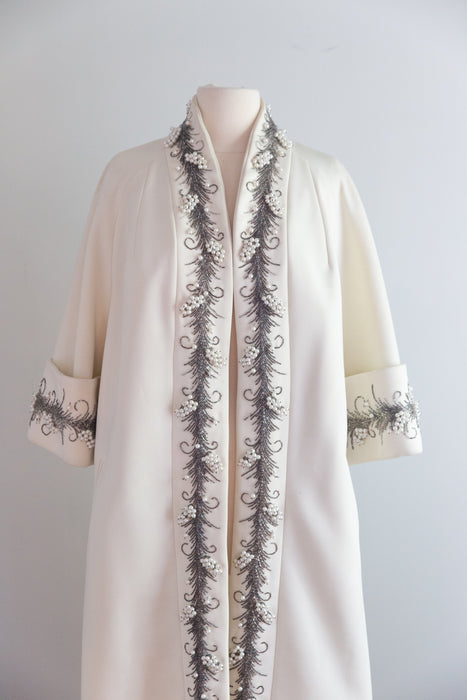 Fabulous 1960's  Lilli Ann Beaded Swing Coat / M