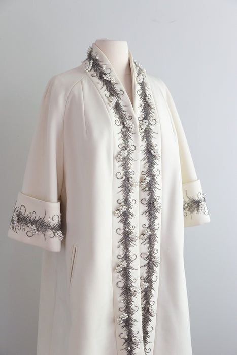 Fabulous 1960's  Lilli Ann Beaded Swing Coat / M