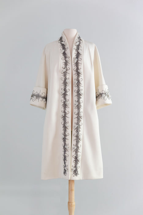 Fabulous 1960's  Lilli Ann Beaded Swing Coat / M