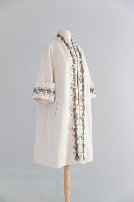 Fabulous 1960's  Lilli Ann Beaded Swing Coat / M