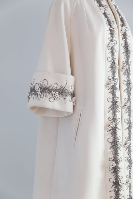 Fabulous 1960's  Lilli Ann Beaded Swing Coat / M