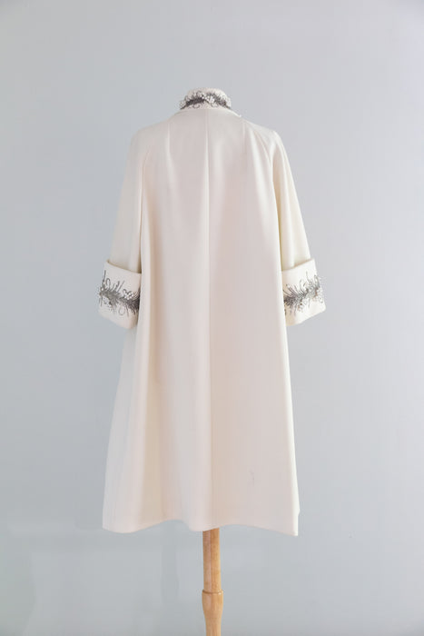 Fabulous 1960's  Lilli Ann Beaded Swing Coat / M