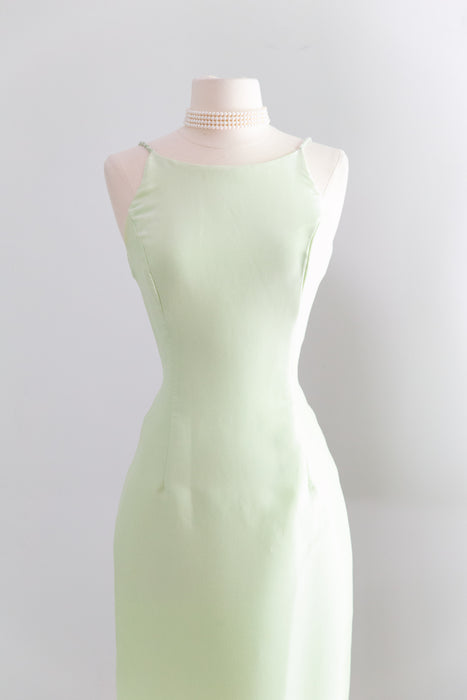 Stunning Y2K Celadon Green Slip Dress By Jessica McClintock / S – Xtabay Vintage