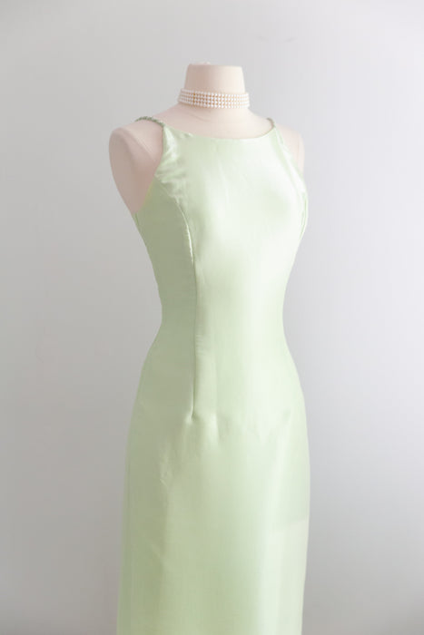 Stunning Y2K Celadon Green Slip Dress By Jessica McClintock / S