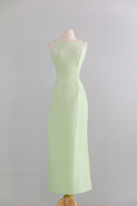 Stunning Y2K Celadon Green Slip Dress By Jessica McClintock / S