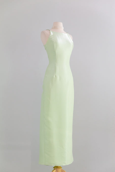 Stunning Y2K Celadon Green Slip Dress By Jessica McClintock / S