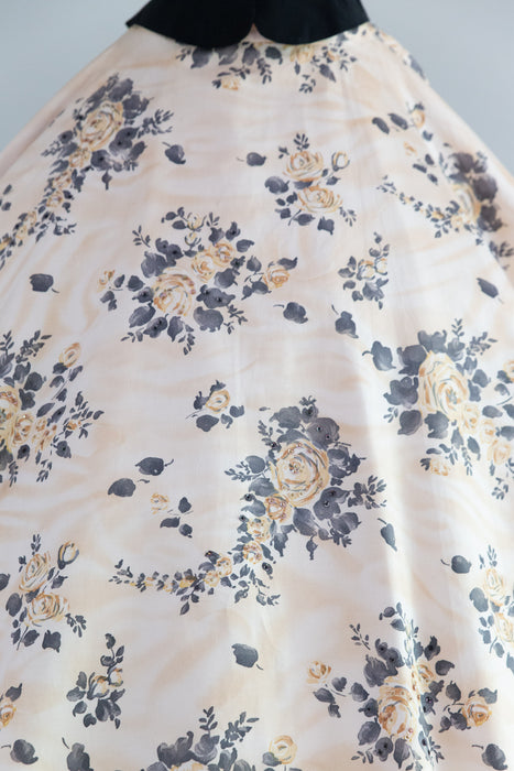 Spectacular 1950's Alex Coleman Polished Cotton Rose Print Circle Skirt / M